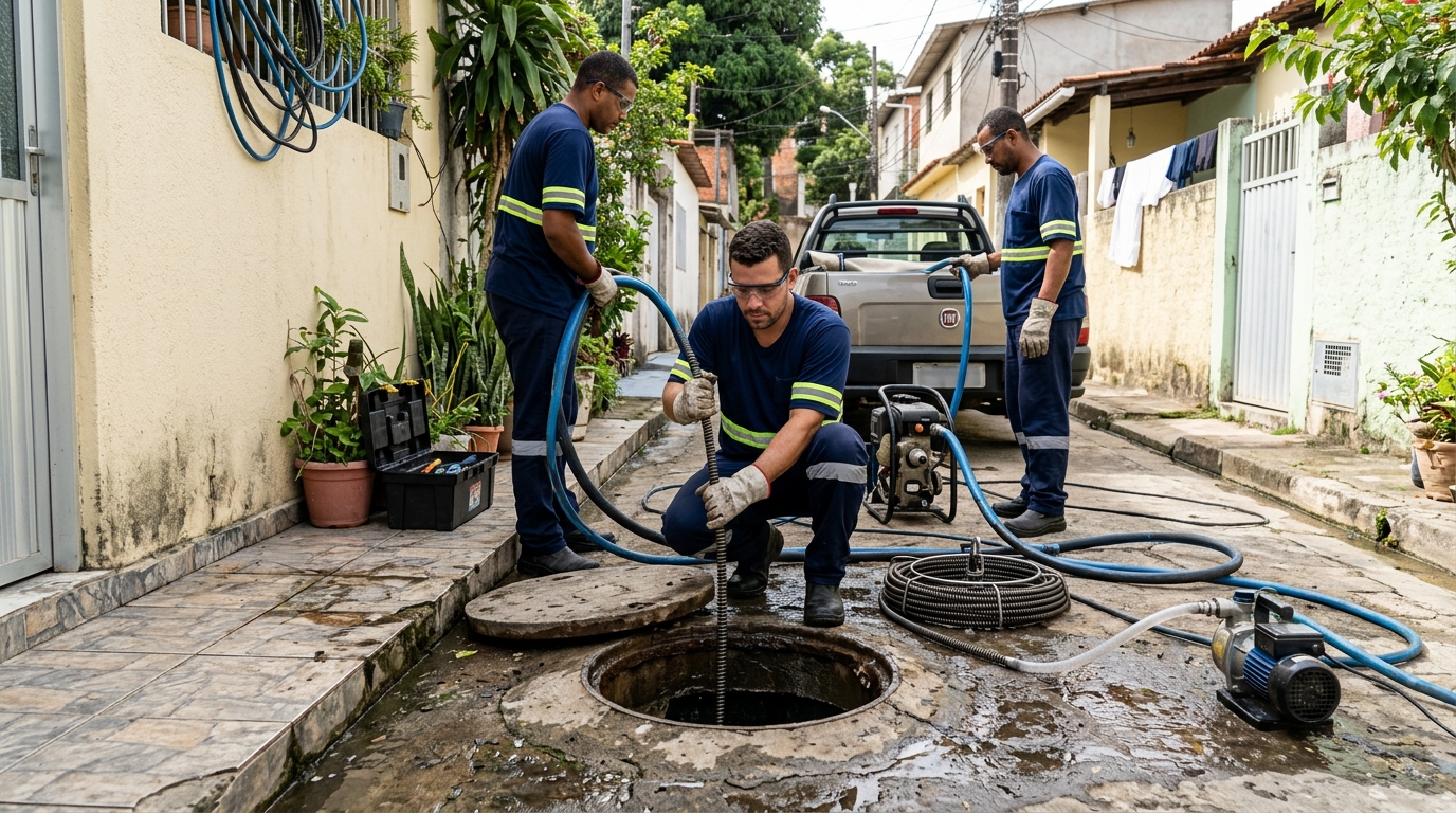 Desentupimento de esgoto com hidrojateamento em Santos-SP
