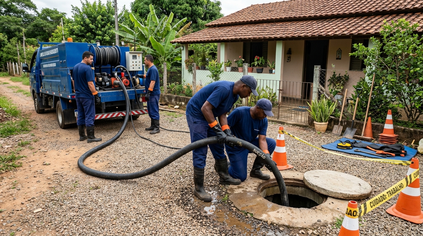 Equipe de desentupimento de fossa em Santos-SP